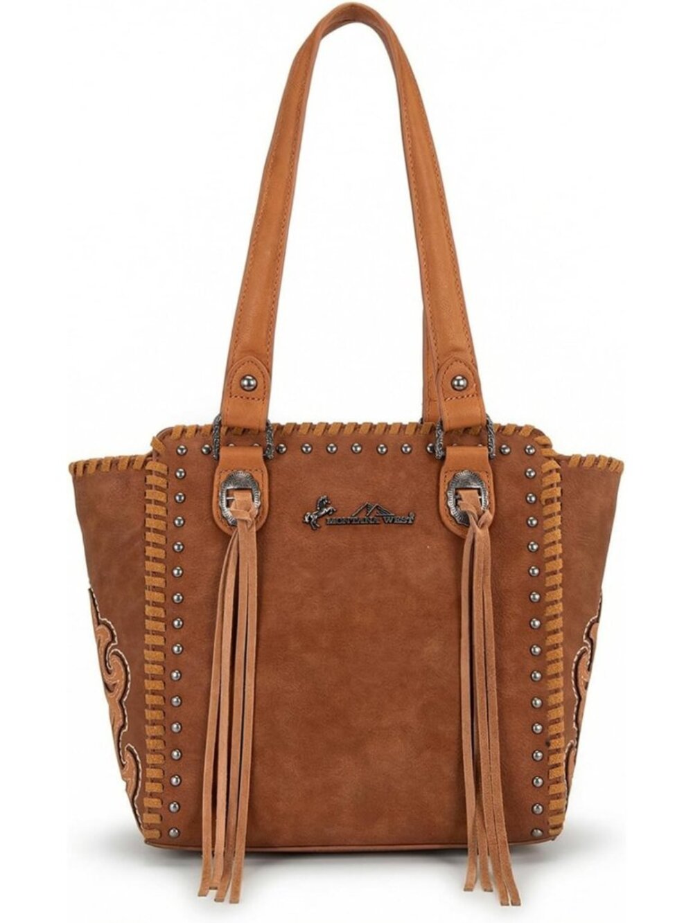 Stylish Western Tote Bag for Women, Studded PU Leather, Fringe Tassel, Medium